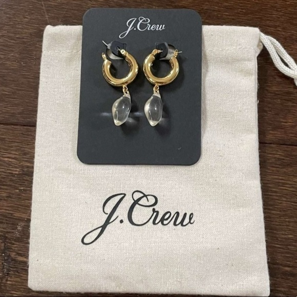 J.Crew-Hoop huggie drop earrings-new - Picture 7 of 9